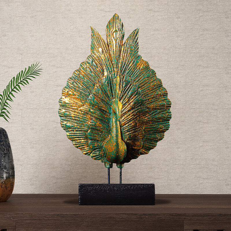 Peacock Wood Carving Hand Carving Wooden Art Wood Sculpture Animal Crafts Wooden Peacock Statue