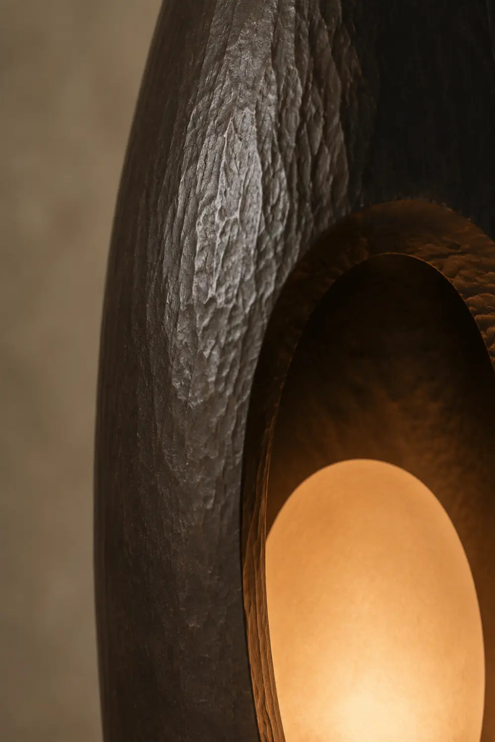 Hand Carved Walnut Floor Lamp Modern Abstract Wood Light Fixture For Living Room Decor