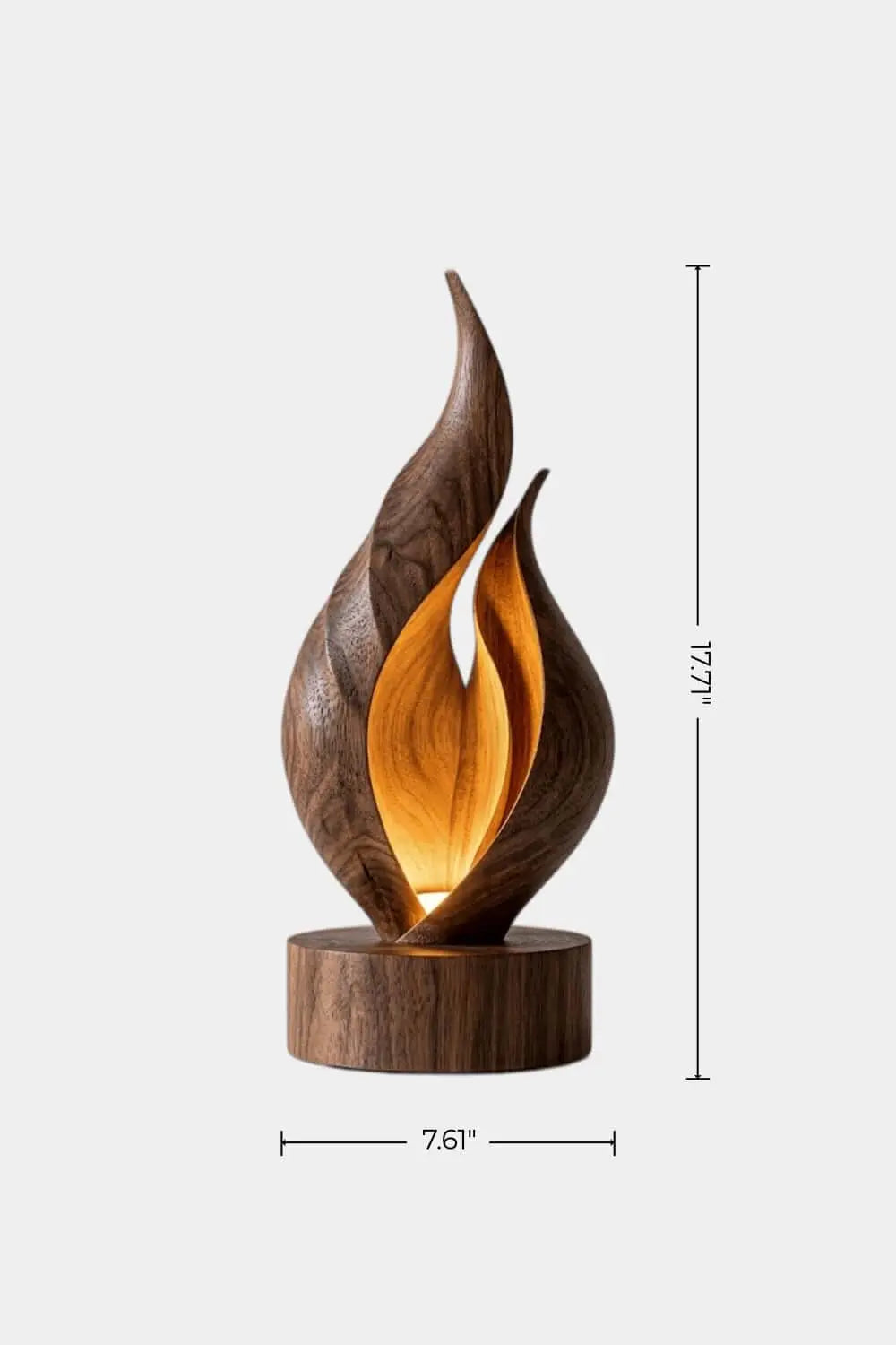 Solid Wood Flame Sculpture Lamp Warm White Light Artistic Desk Accent For Living Room
