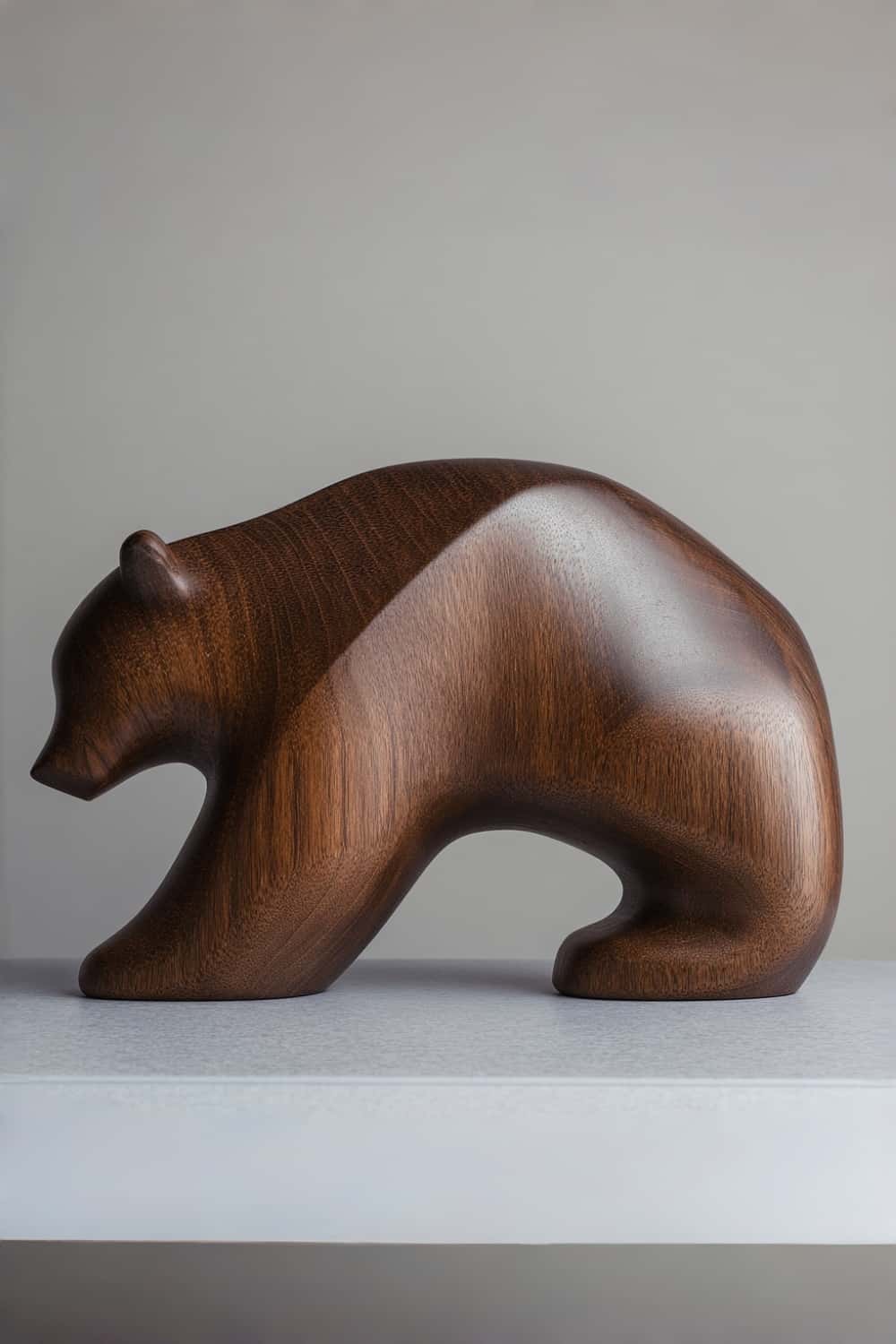 Modernist Grizzly Bear Wood Carving | Elegant Cabin Wildlife Decor