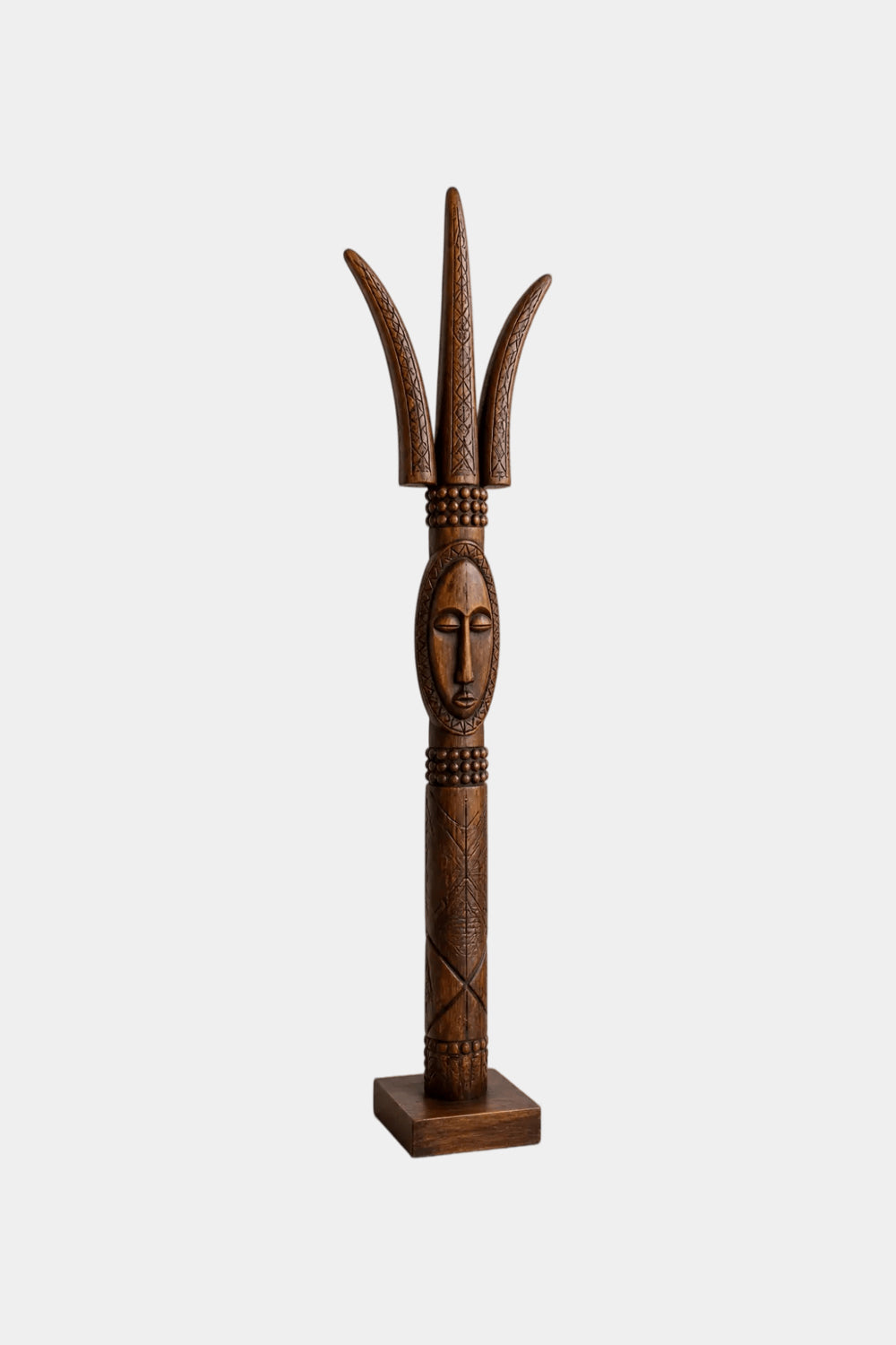 Large Vertical African Art Sculpture Abstract Human Form For Modern Bohemian Interior Design