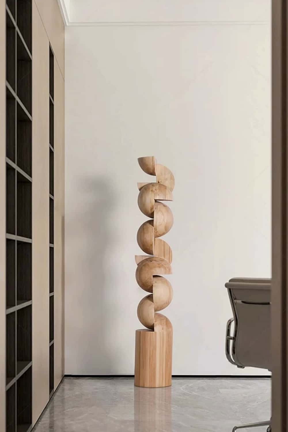 Black Abstract Large Wooden Sculpture Geometric Wood Sculpture Art Decor