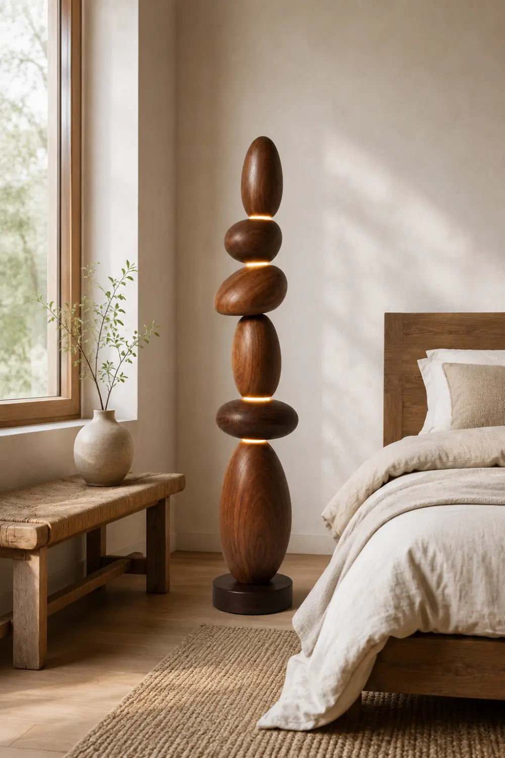 Sculptural Wooden Floor Lamp Abstract Design For Contemporary Homes