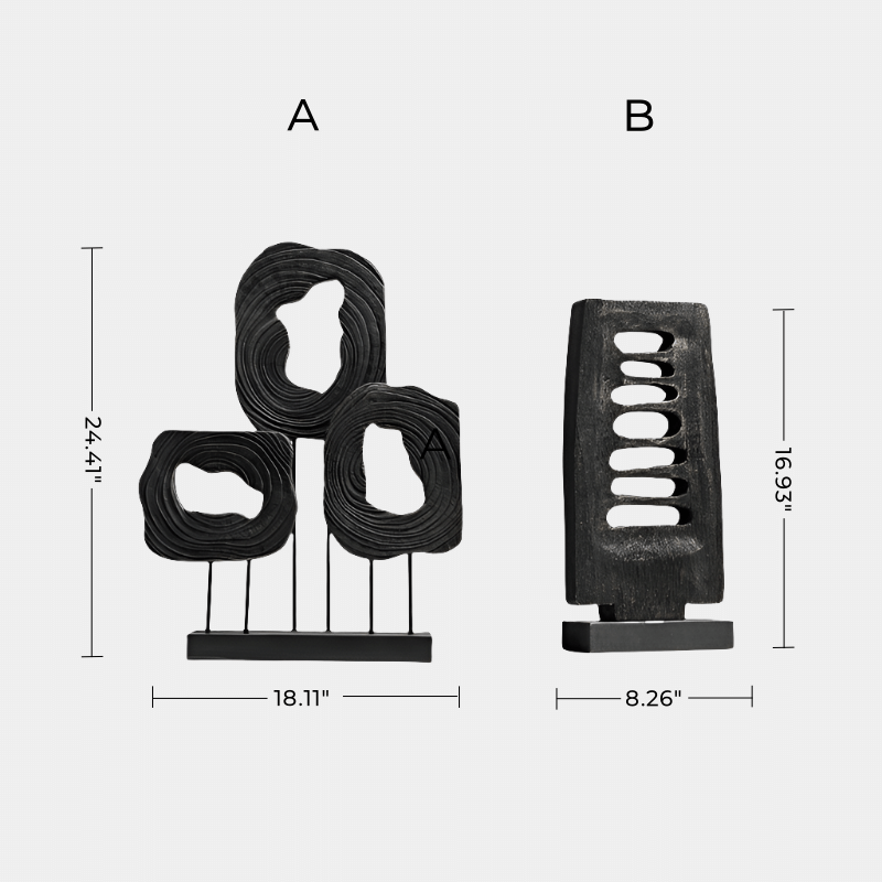 Black Abstract Wood Sculpture Wooden Hand Carved Sculpture For Sale