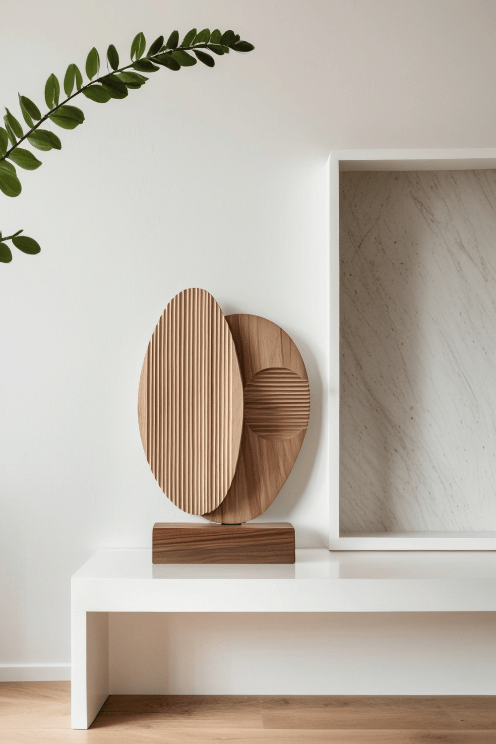 Modern Minimalist Abstract Wood Sculpture Hand Carved Wooden Sculpture