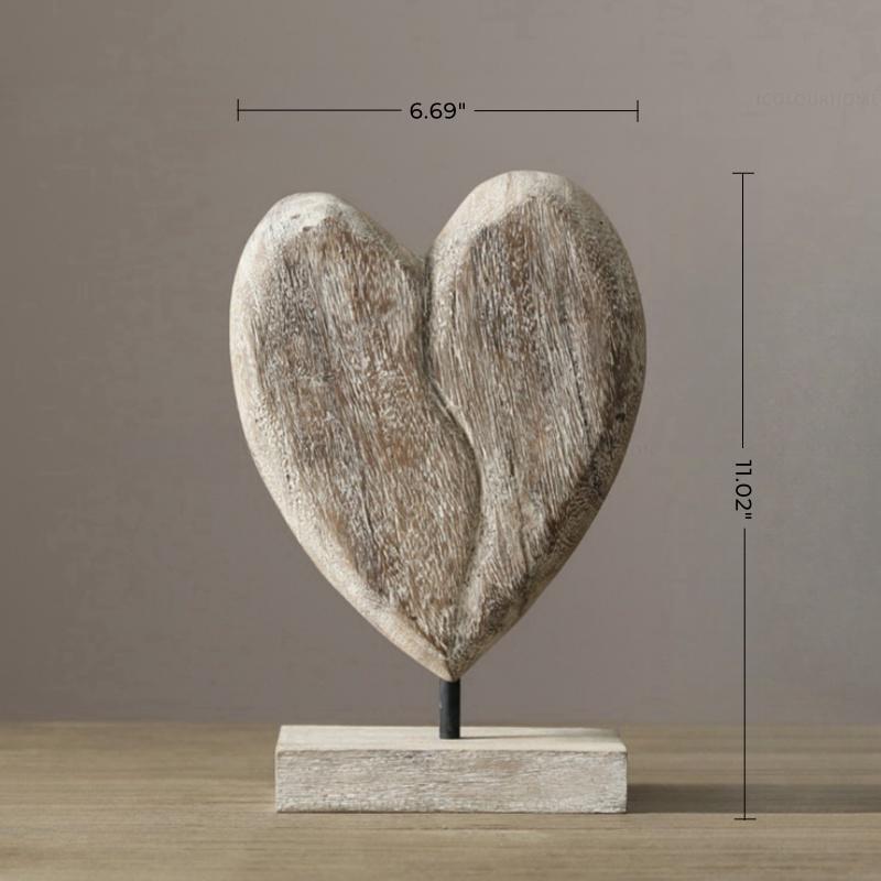 Love Tabletop Decoration Art ornament Natural Wood Sculpture Hand Carved Miniature Solid Wood Sculpture Original Art Unique Modern Art