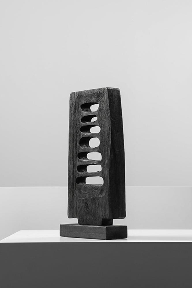 Black Abstract Wood Sculpture Wooden Hand Carved Sculpture For Sale