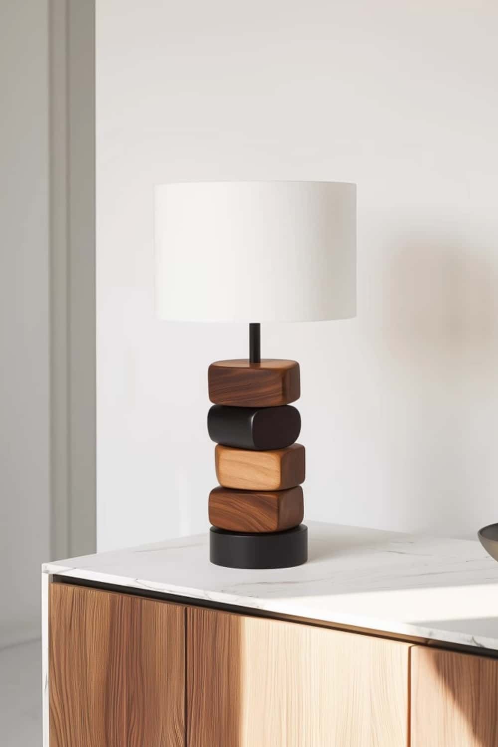 Abstract Wooden Lamp Wood Art Table Lighting Sculptural Wood Table Lamp