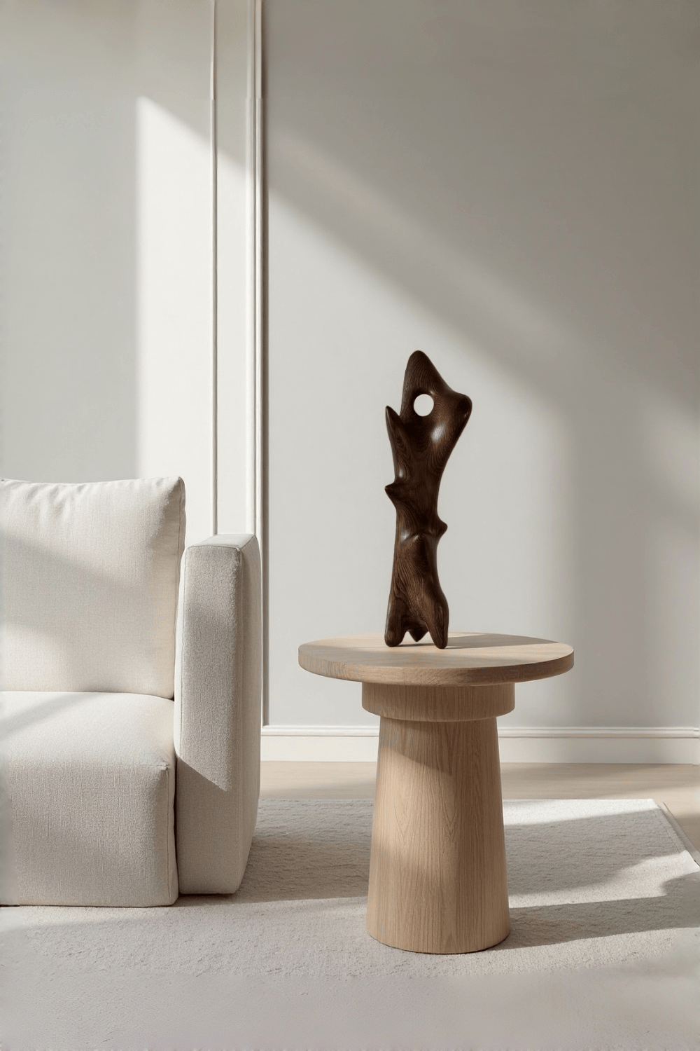 Hand Carved Abstract Wood Sculpture Modern Wooden Art Statue for Home