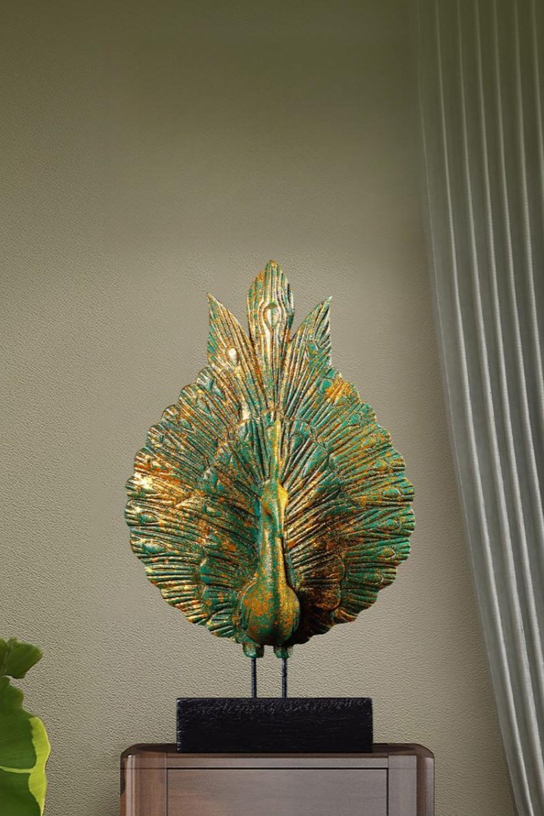 Peacock Wood Carving Hand Carving Wooden Art Wood Sculpture Animal Crafts Wooden Peacock Statue