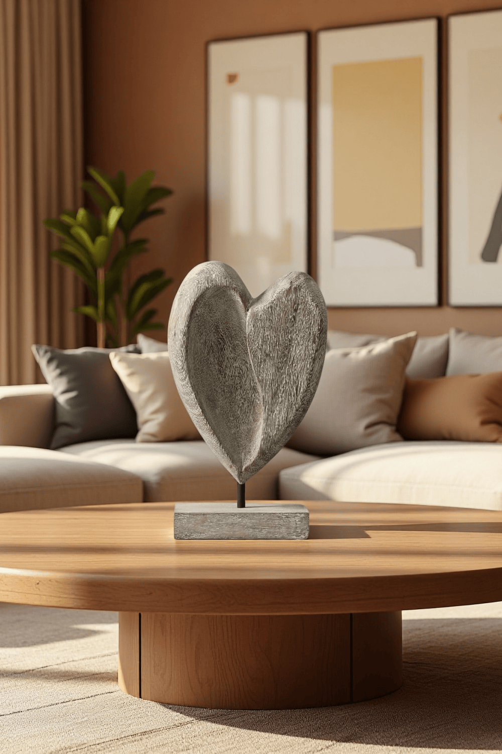 Handcrafted Abstract Wooden Heart Sculpture Unique Home Decor Modern Wood Figurine