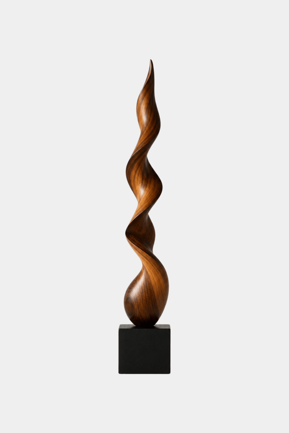 Large Abstract Walnut Wood Spiral Sculpture For Modern Home Decor And Gallery Display