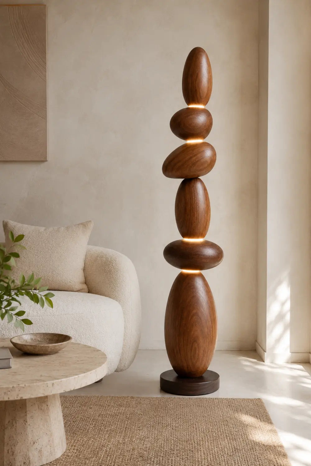 Sculptural Wooden Floor Lamp Abstract Design For Contemporary Homes