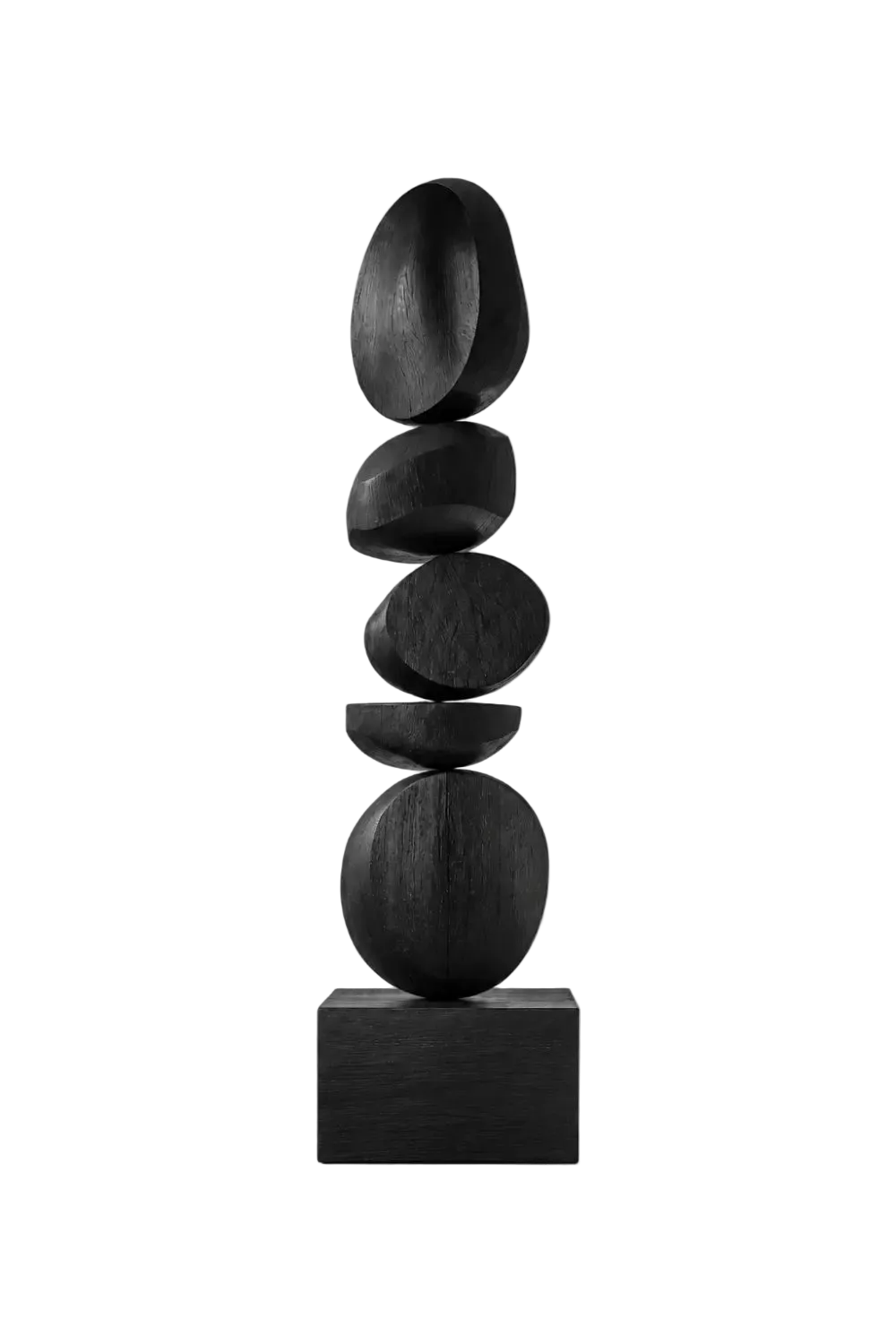 Large Black Wooden Abstract Sculpture For Modern Home Decor