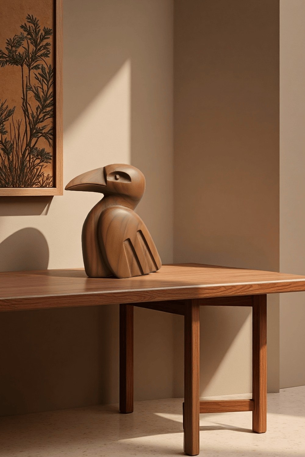 Abstract Wooden Bird Sculpture Handmade Wood Sculpture Modern Art Decor