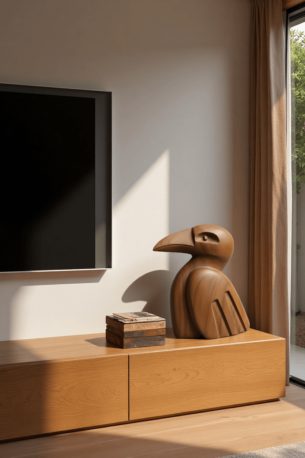 Abstract Wooden Bird Sculpture Handmade Wood Sculpture Modern Art Decor