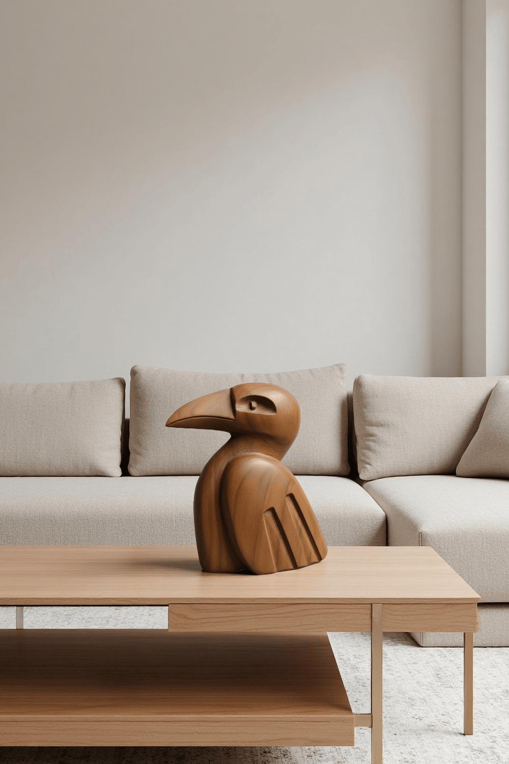 Abstract Wooden Bird Sculpture Handmade Wood Sculpture Modern Art Decor