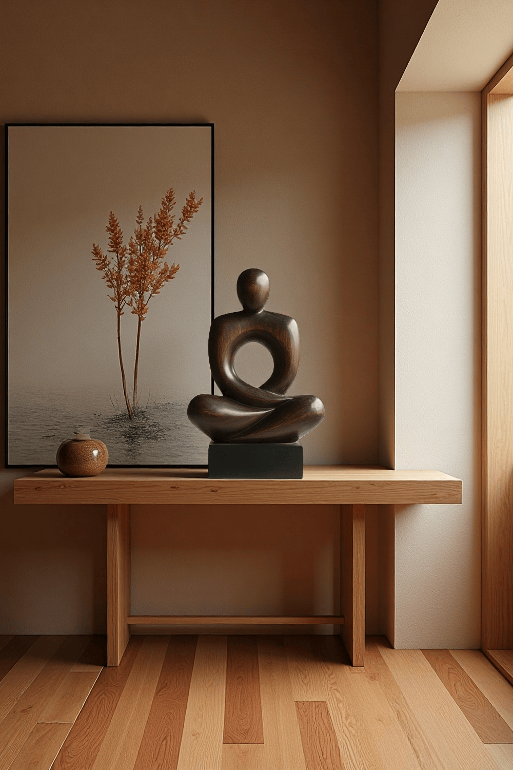 Abstract Wooden Meditation Sculpture Wood Sculptures Home Decor Handmade Wood Art Gift