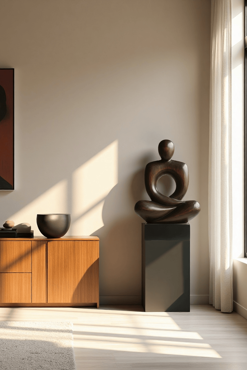Abstract Wooden Meditation Sculpture Wood Sculptures Home Decor Handmade Wood Art Gift