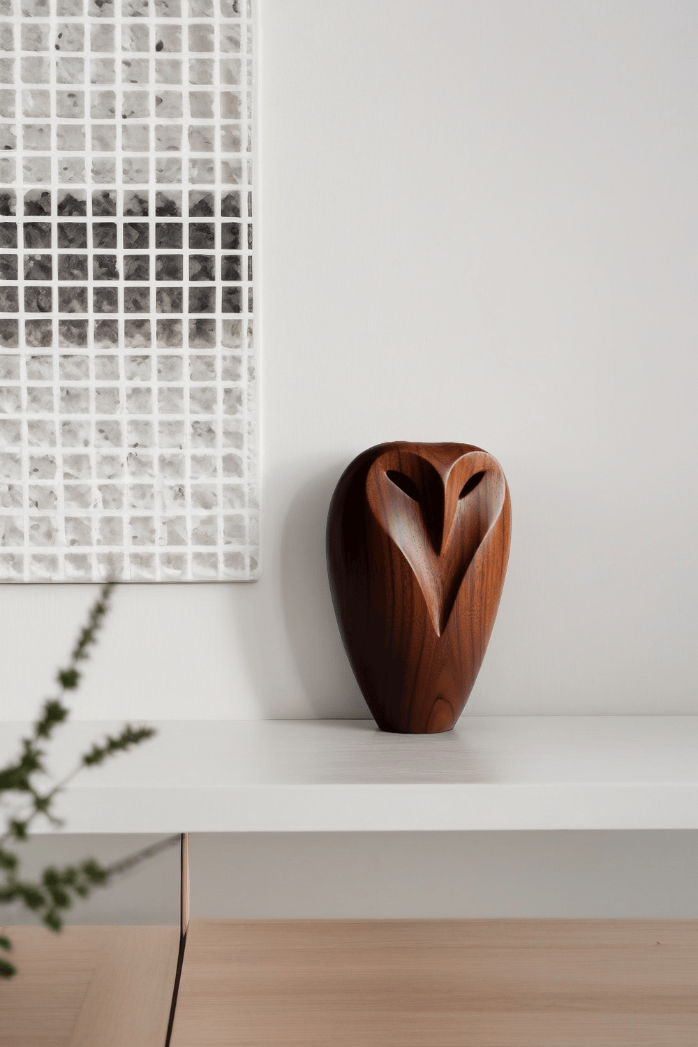 Abstract Wooden Owl Sculpture Handmade Animal Bird Wood Sculpture Art