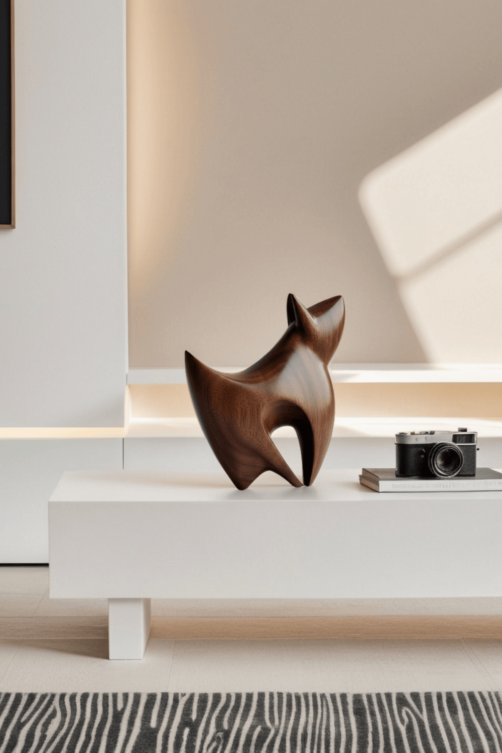 Abstract Wooden Dog Sculpture Animal Wood Sculpture Sustainable Art Home Accent