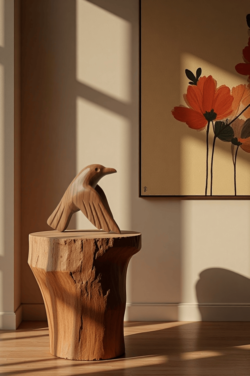 Abstract Wooden Bird Sculpture Handmade Wood Sculpture Modern Art Decor