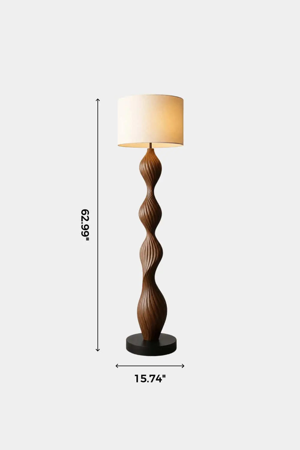 Modern Spiral Wood Floor Lamp With Warm Linen Shade For Contemporary Living Rooms