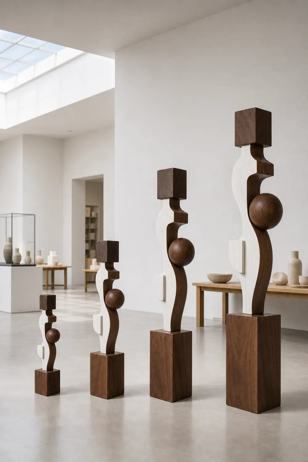 Large Abstract Wood Floor Sculpture Modern Minimalist Home Decor Art Piece