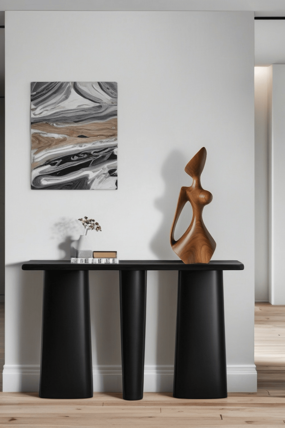 Handcrafted Wooden Abstract Figure Contemporary Human Form Statue Natural Wood Decor