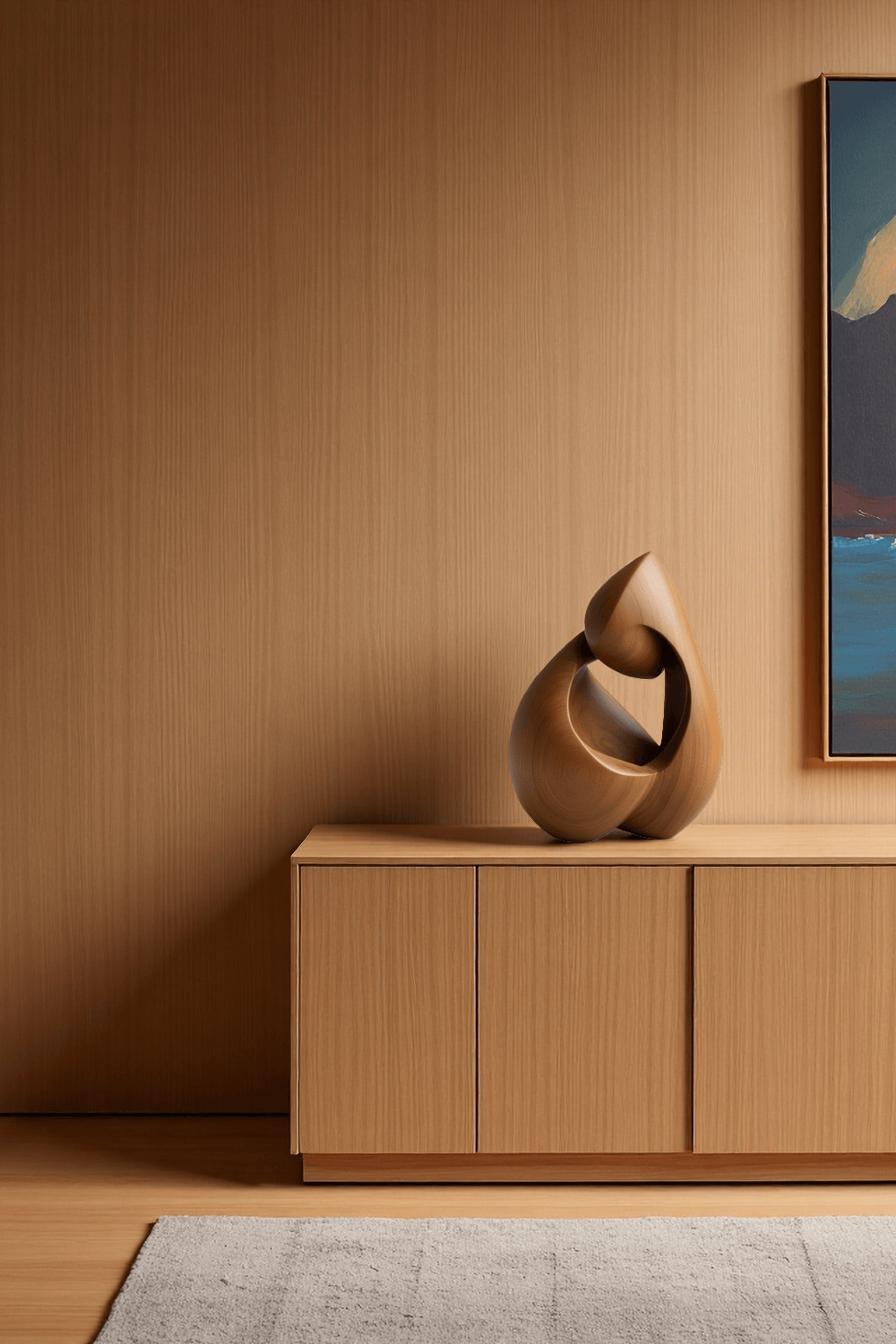 Modern Abstract Handmade Wooden Sculptures Minimalist Wood Art Decor
