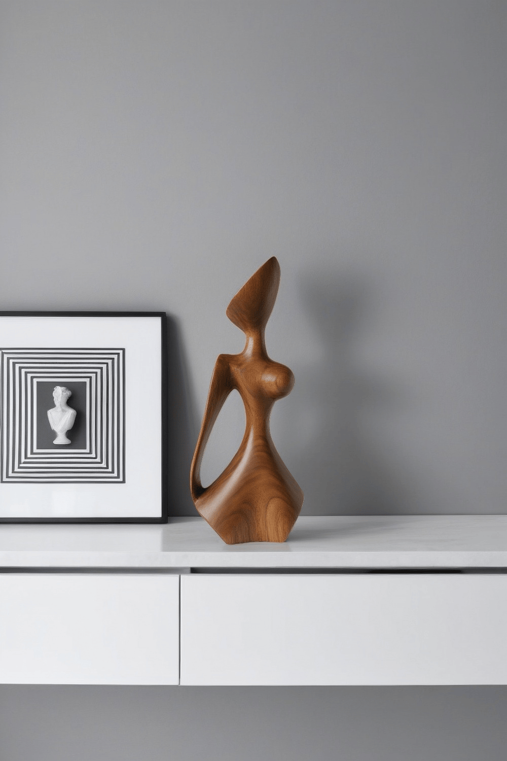 Handcrafted Wooden Abstract Figure Contemporary Human Form Statue Natural Wood Decor