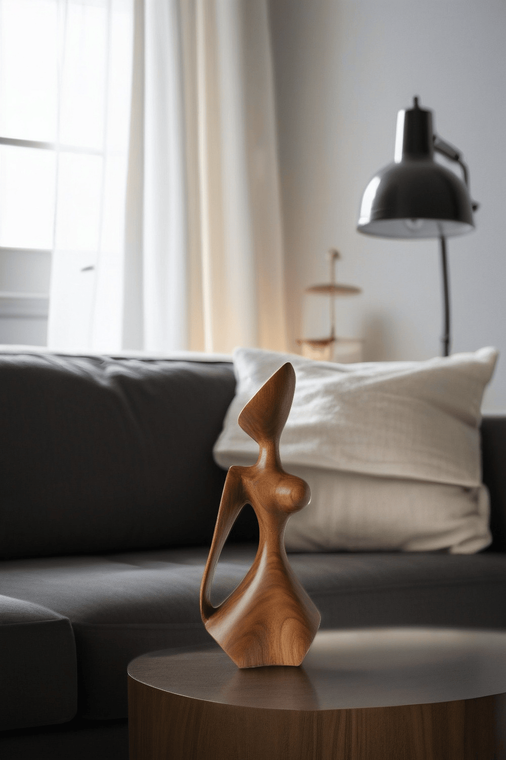 Handcrafted Wooden Abstract Figure Contemporary Human Form Statue Natural Wood Decor