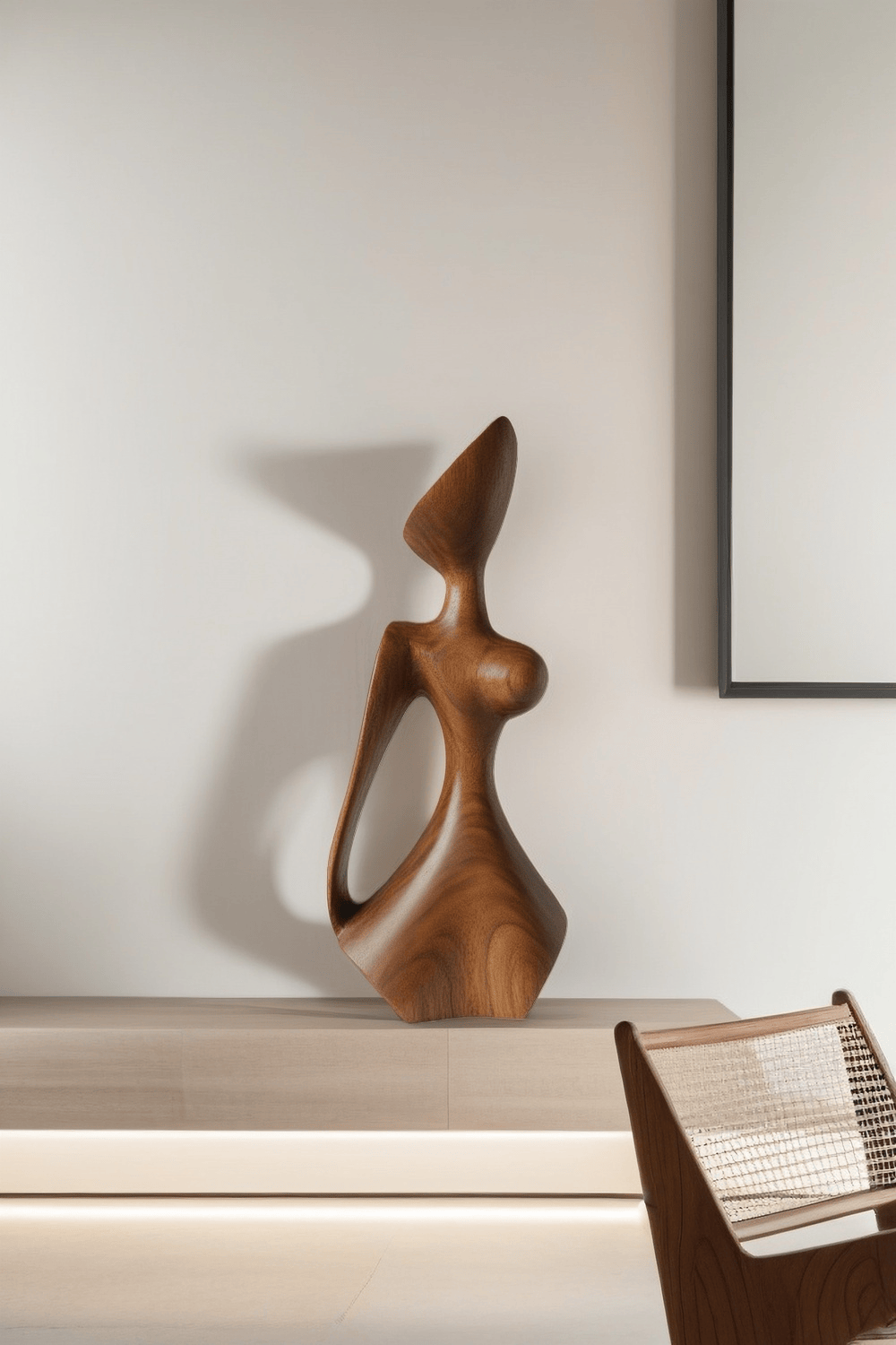 Handcrafted Wooden Abstract Figure Contemporary Human Form Statue Natural Wood Decor