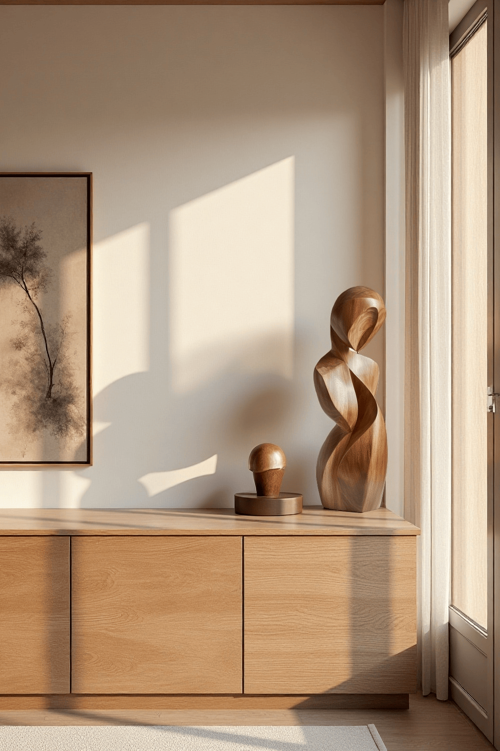 Handcrafted Wooden Abstract Figure Contemporary Human Form Statue Natural Wood Decor