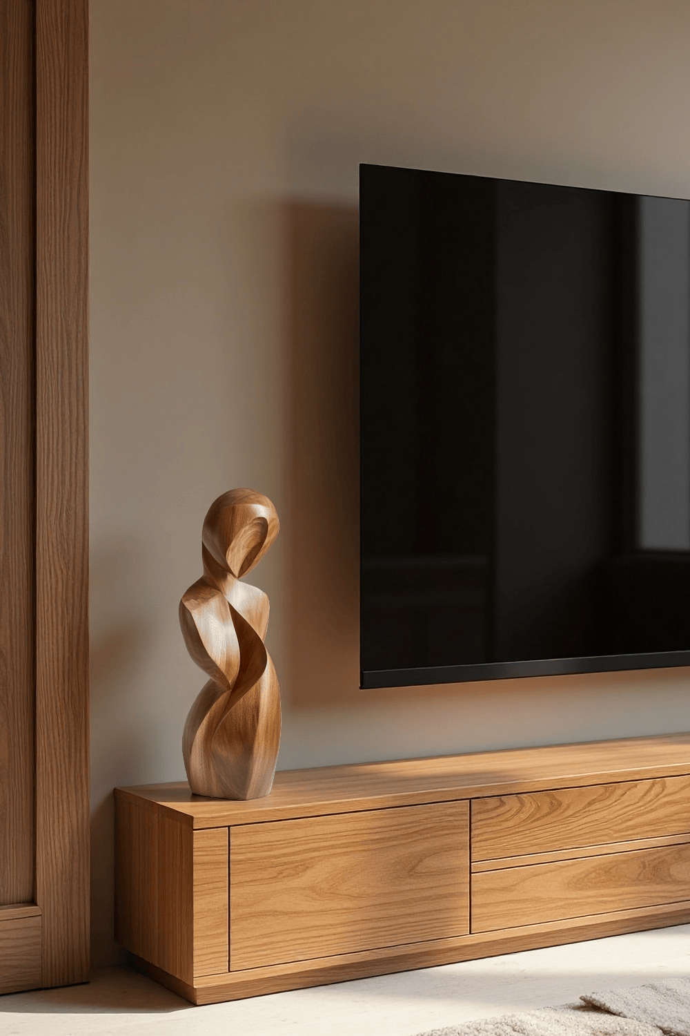 Handcrafted Wooden Abstract Figure Contemporary Human Form Statue Natural Wood Decor