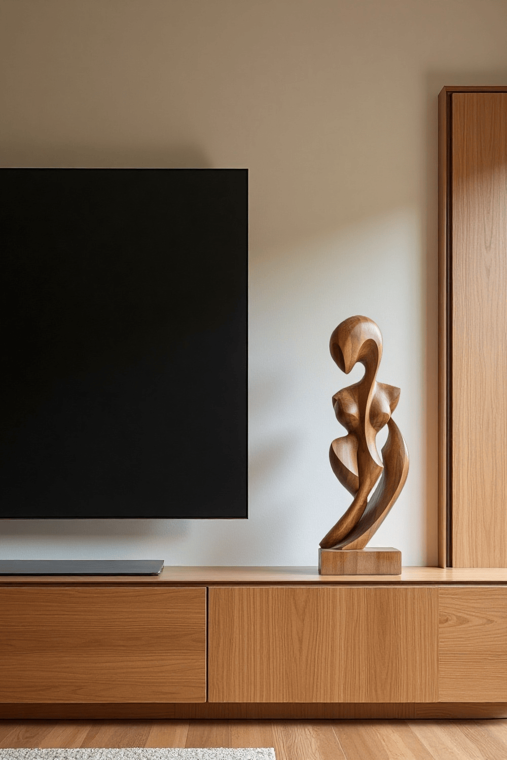 Handcrafted Wooden Abstract Figure Contemporary Human Form Statue Natural Wood Decor