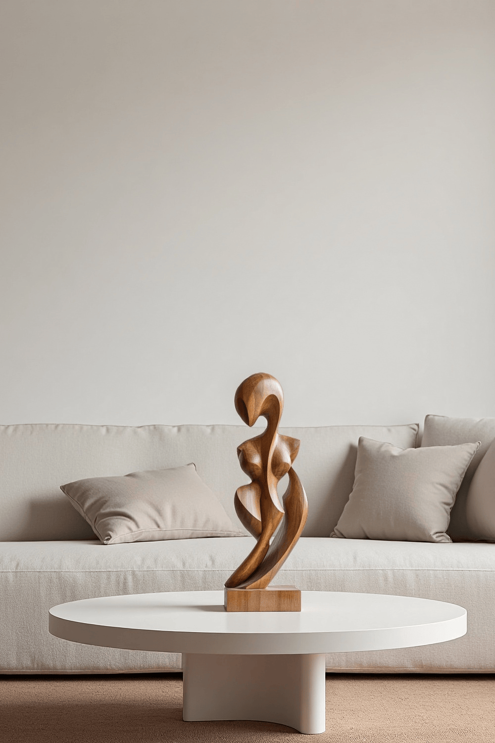 Handcrafted Wooden Abstract Figure Contemporary Human Form Statue Natural Wood Decor