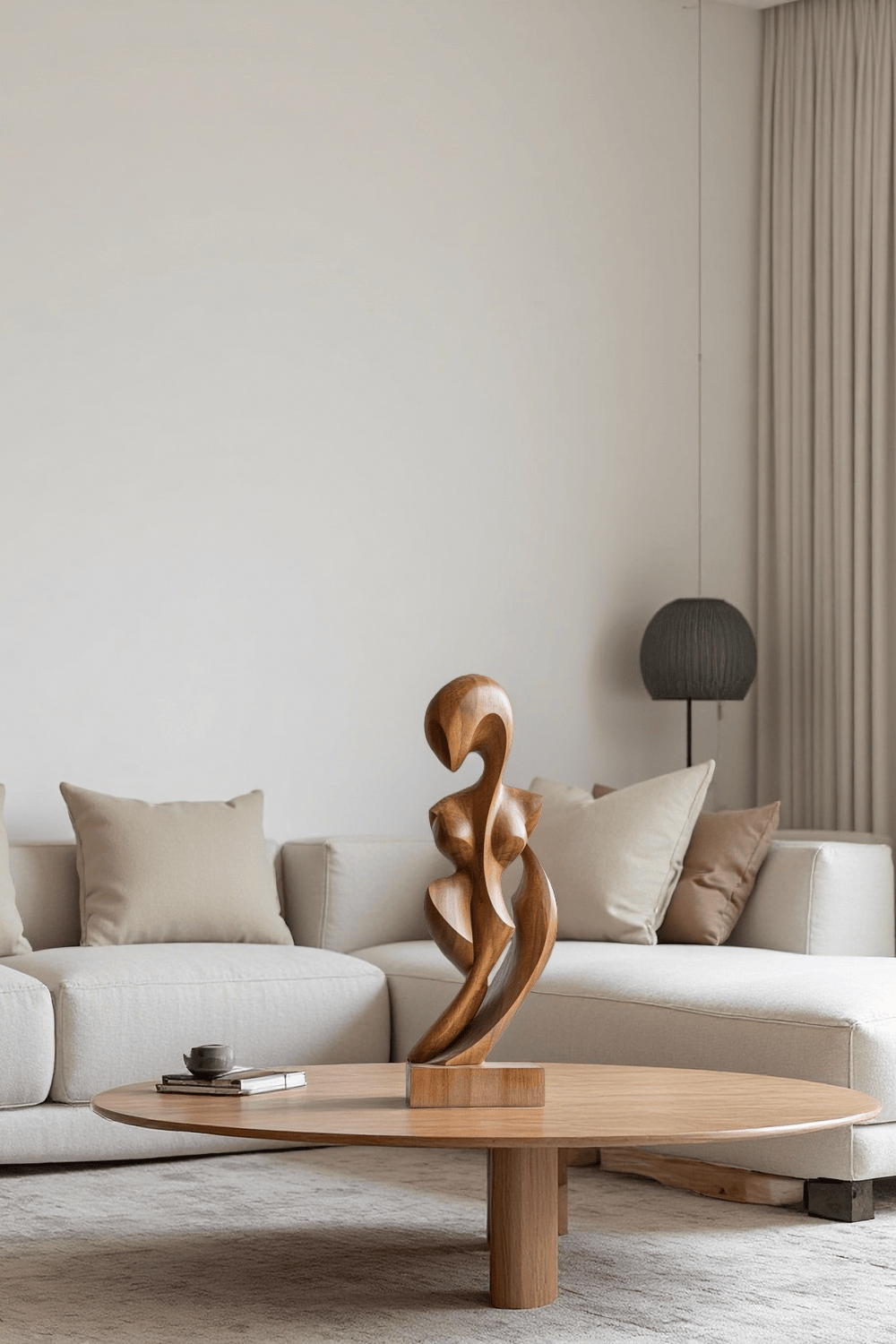 Handcrafted Wooden Abstract Figure Contemporary Human Form Statue Natural Wood Decor