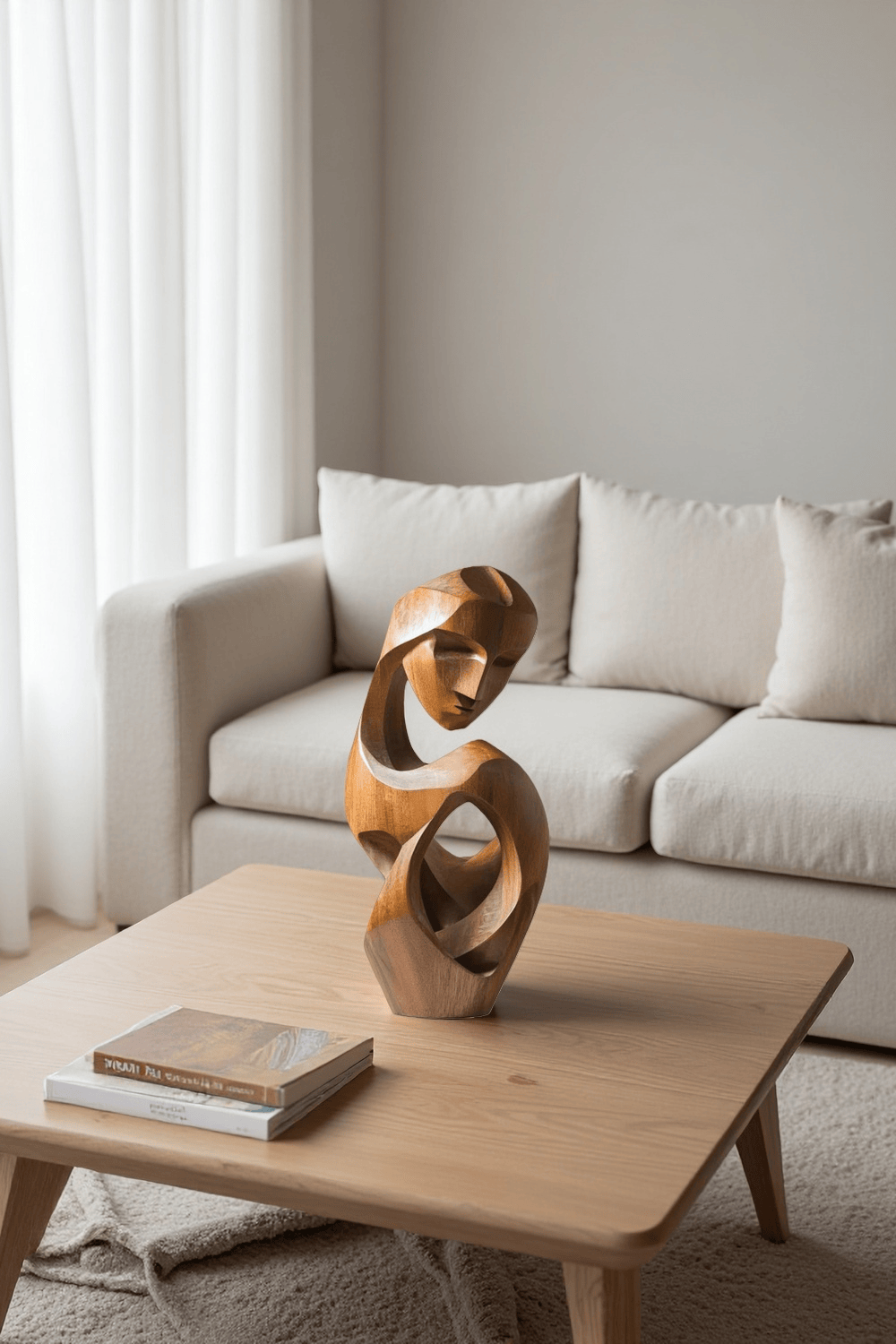Abstract Wooden Human Sculpture Handcrafted Modern Art Decor Minimalist Wood Figurine