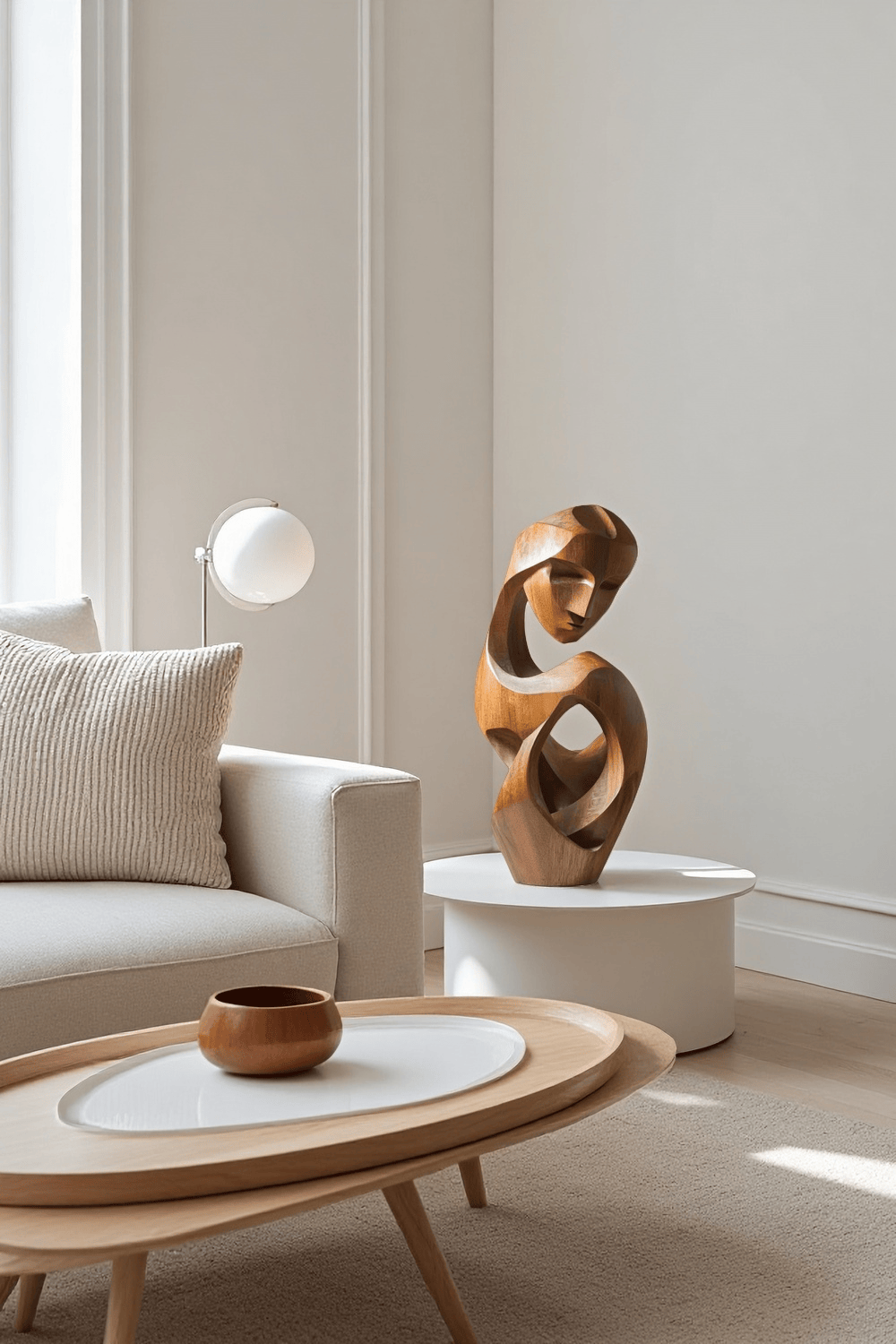 Abstract Wooden Human Sculpture Handcrafted Modern Art Decor Minimalist Wood Figurine