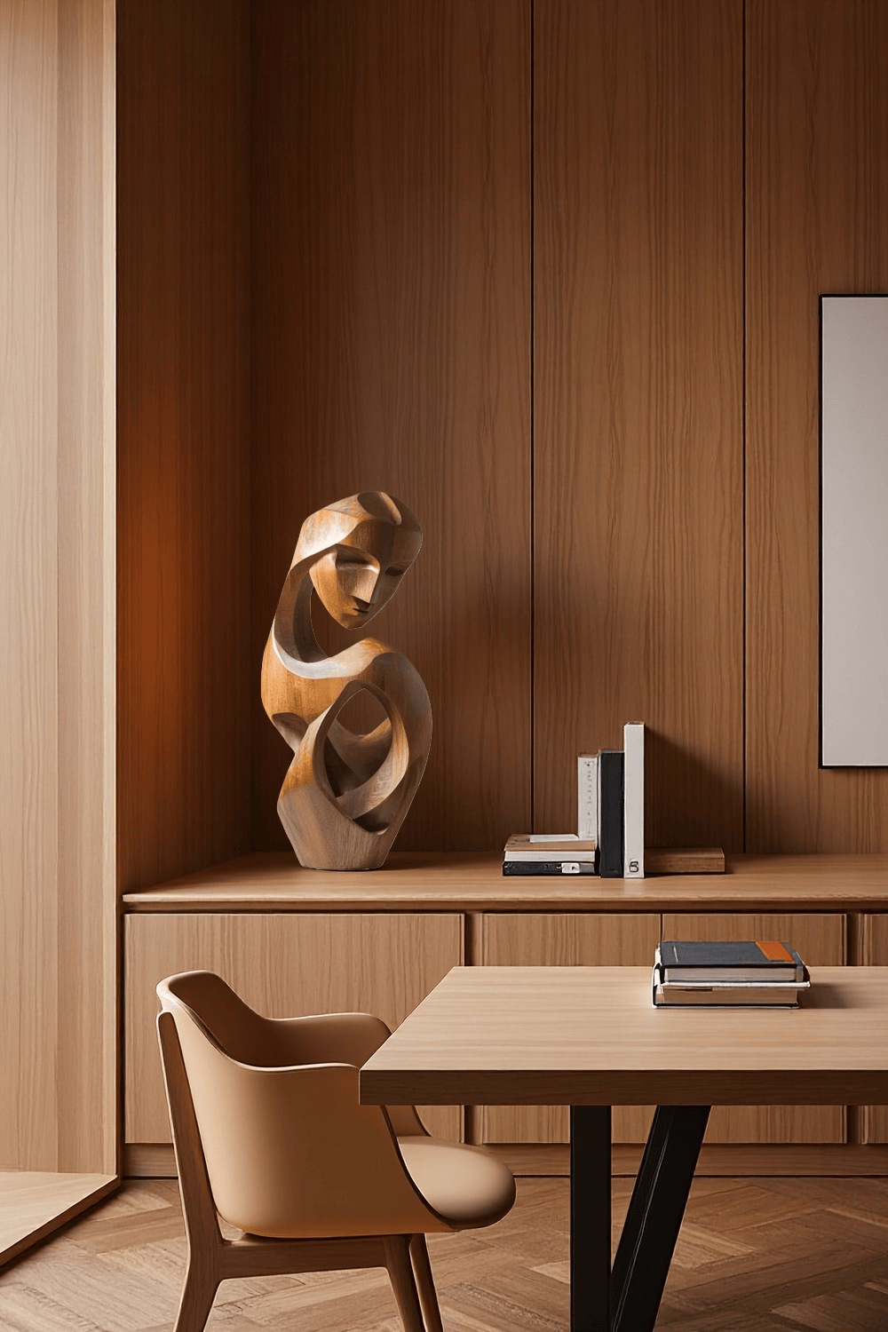 Abstract Wooden Human Sculpture Handcrafted Modern Art Decor Minimalist Wood Figurine