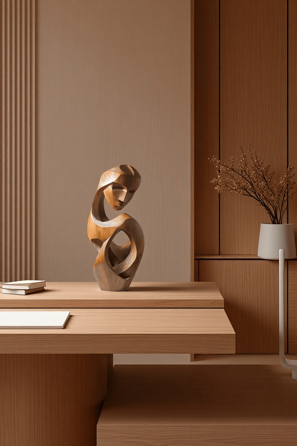 Abstract Wooden Human Sculpture Handcrafted Modern Art Decor Minimalist Wood Figurine