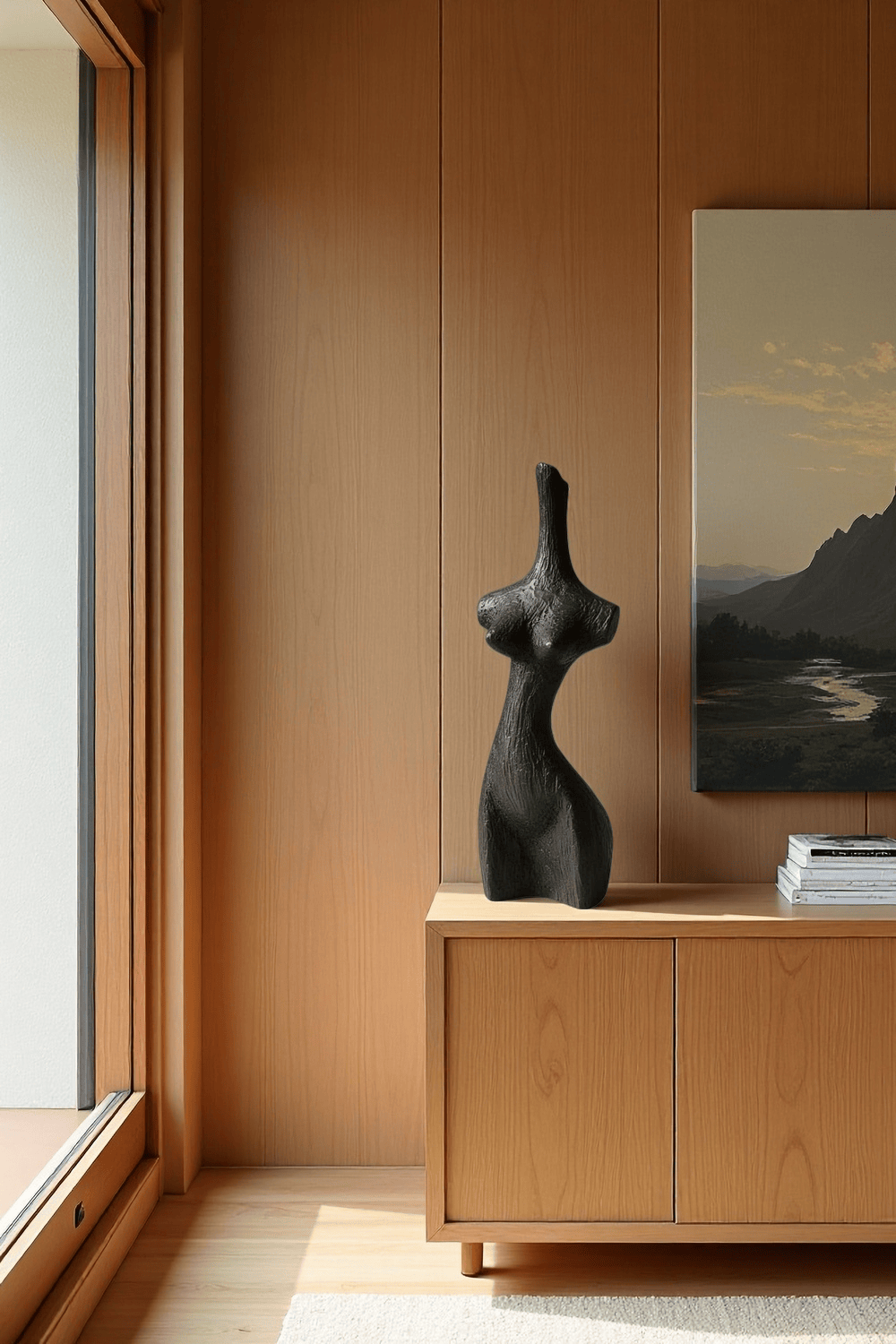 Abstract Wooden Human Sculpture Handcrafted Modern Art Decor Minimalist Wood Figurine