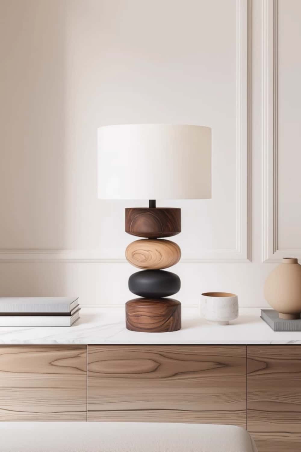 Handcrafted Wood Desk Lamp Handmade Abstract Wooden Lamp Wood Art Table Lighting