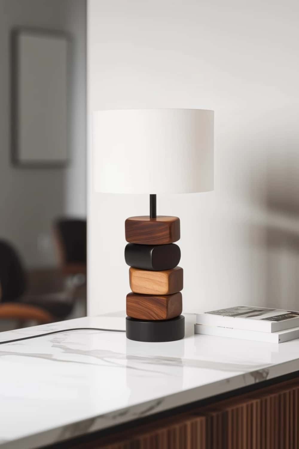 Abstract Wooden Lamp Wood Art Table Lighting Sculptural Wood Table Lamp