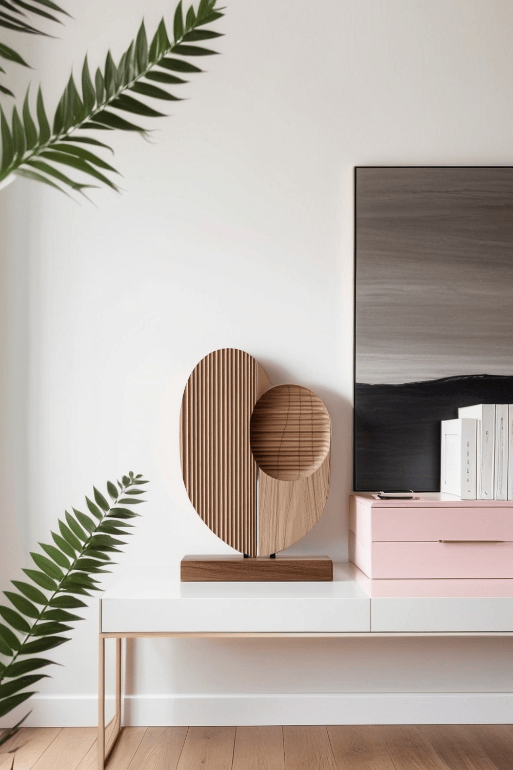 Modern Minimalist Abstract Wood Sculpture Hand Carved Wooden Sculpture