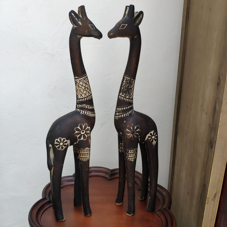 Giraffe Wood Carving Hand Carving Wooden Art Wood Sculpture Animal Crafts Wooden Giraffe Statue