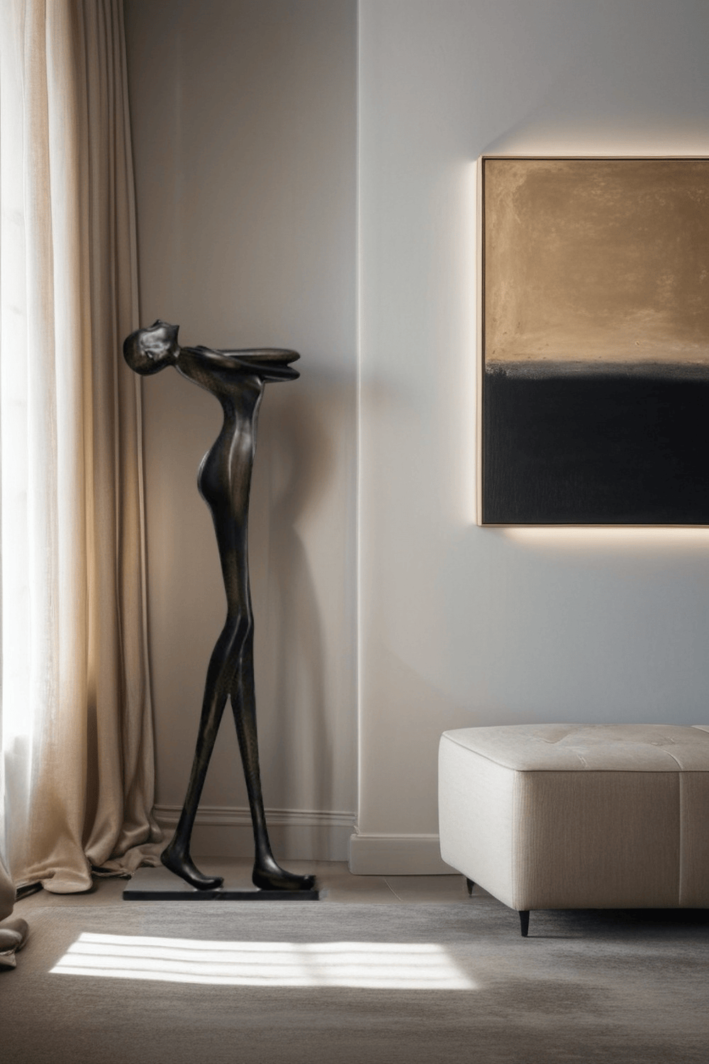 Metal Human Sculpture Fiberglass Human Sculpture Floor Standing Sculpture