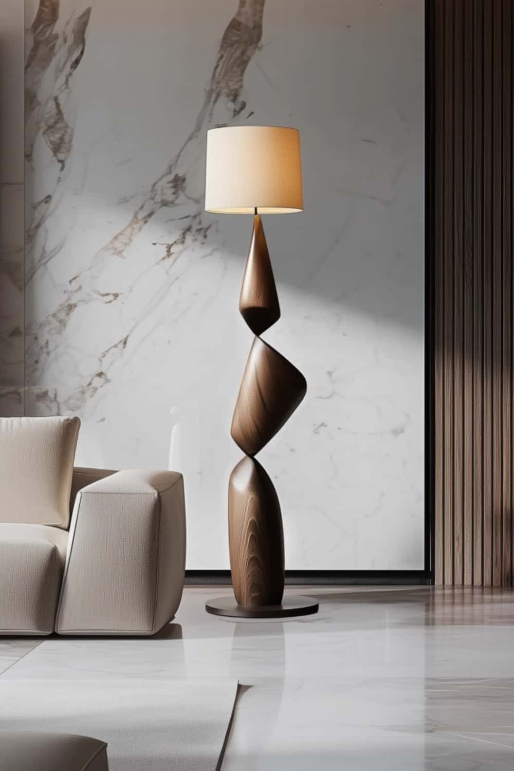 Handcrafted Large Wooden Art Floor Lamp Home Decor Wood Standing Lamp
