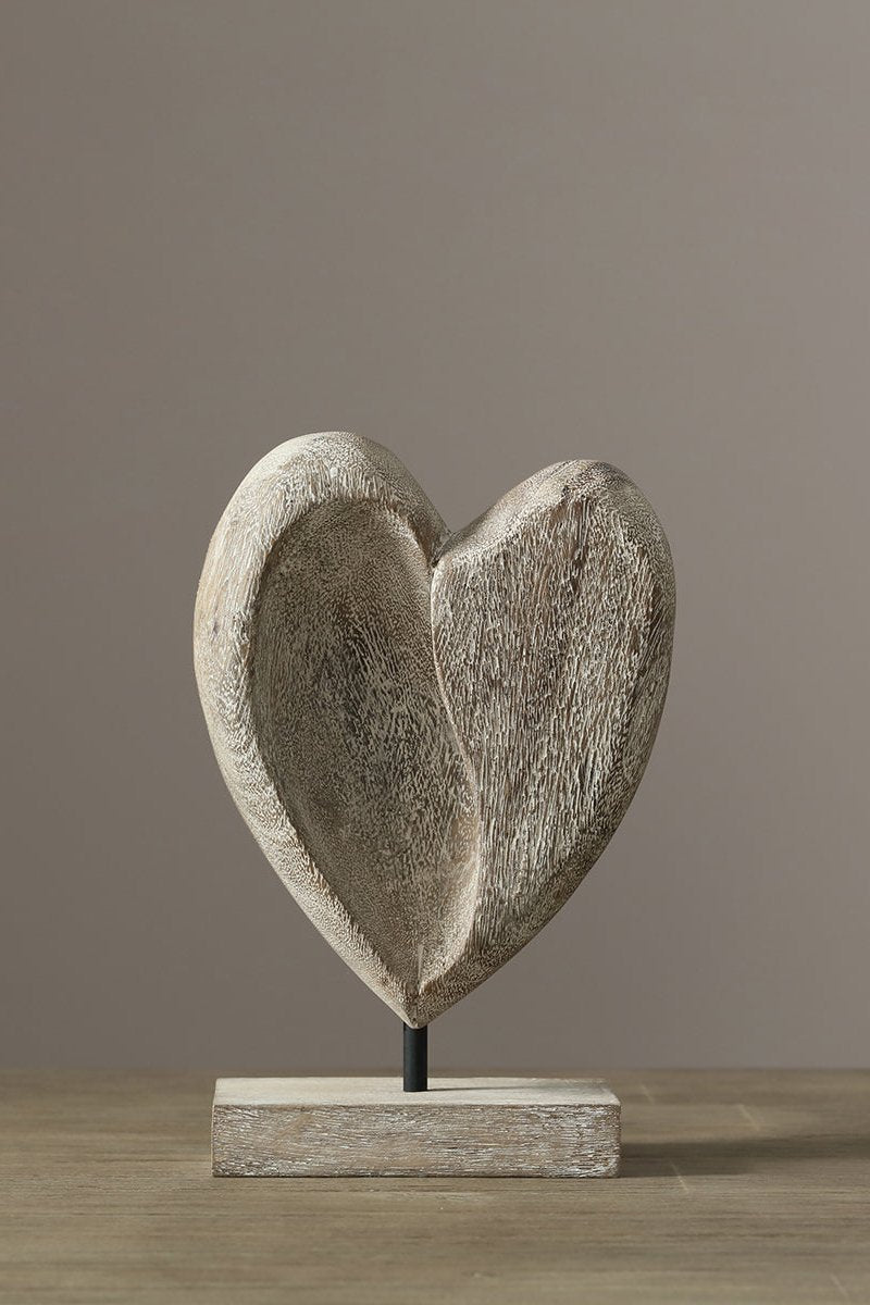 Handcrafted Abstract Wooden Heart Sculpture Unique Home Decor Modern Wood Figurine